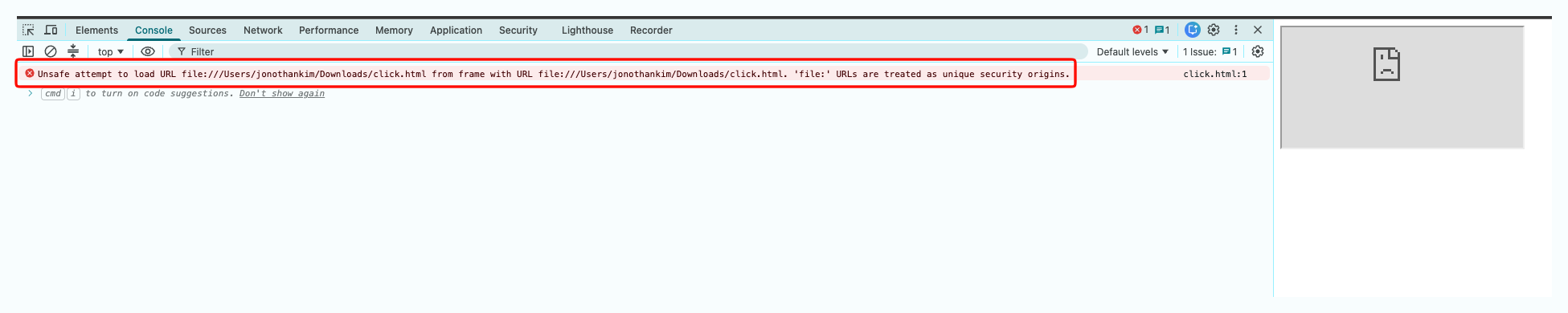 Figure 1 showing browser behaviour when attempting to access a UNC resource